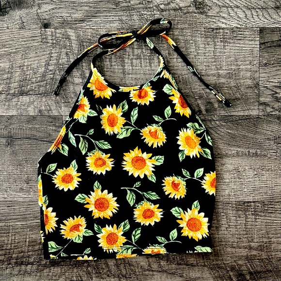 Tops - Sunflower crop top + halter size small